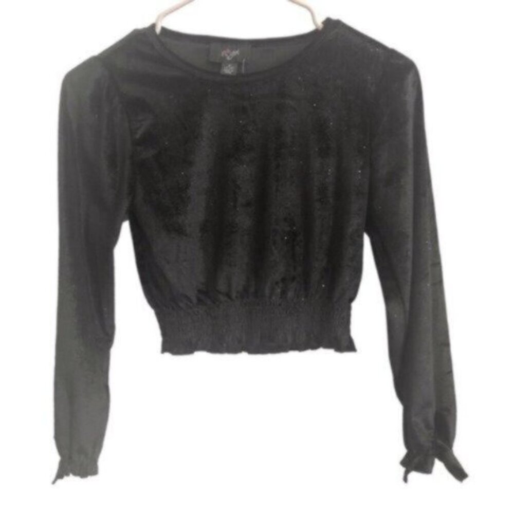 NWT  I.N. Girl Girls Black Glitter Blouse Small